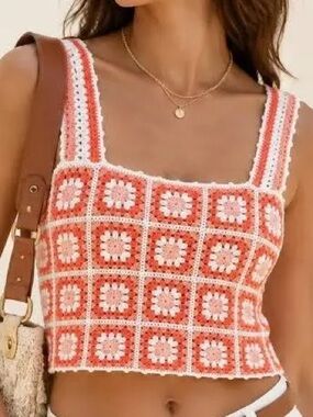 Maje Matucade Crochet Granny Square Top sz Medium